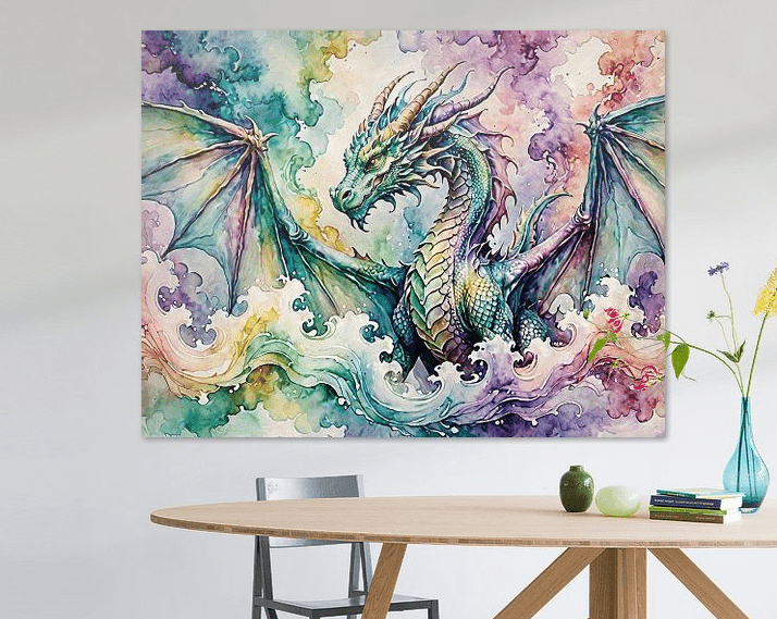 Watercolor Dragon IV - Timba Art