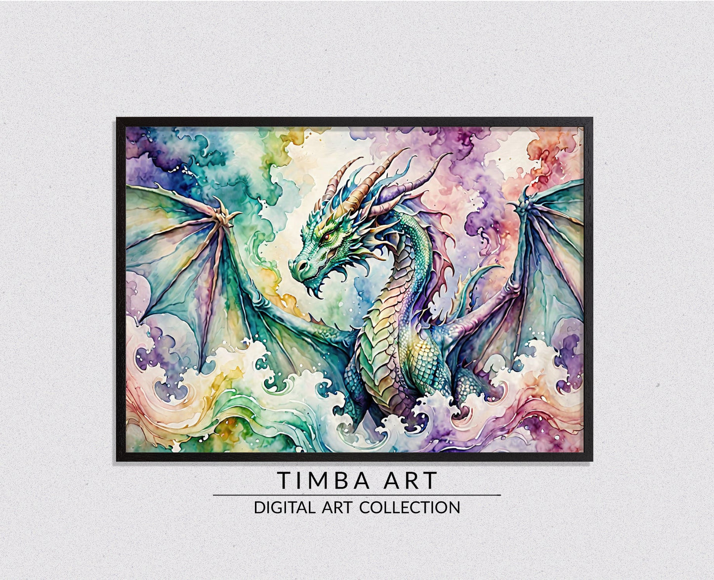 Watercolor Dragon IV - Timba Art