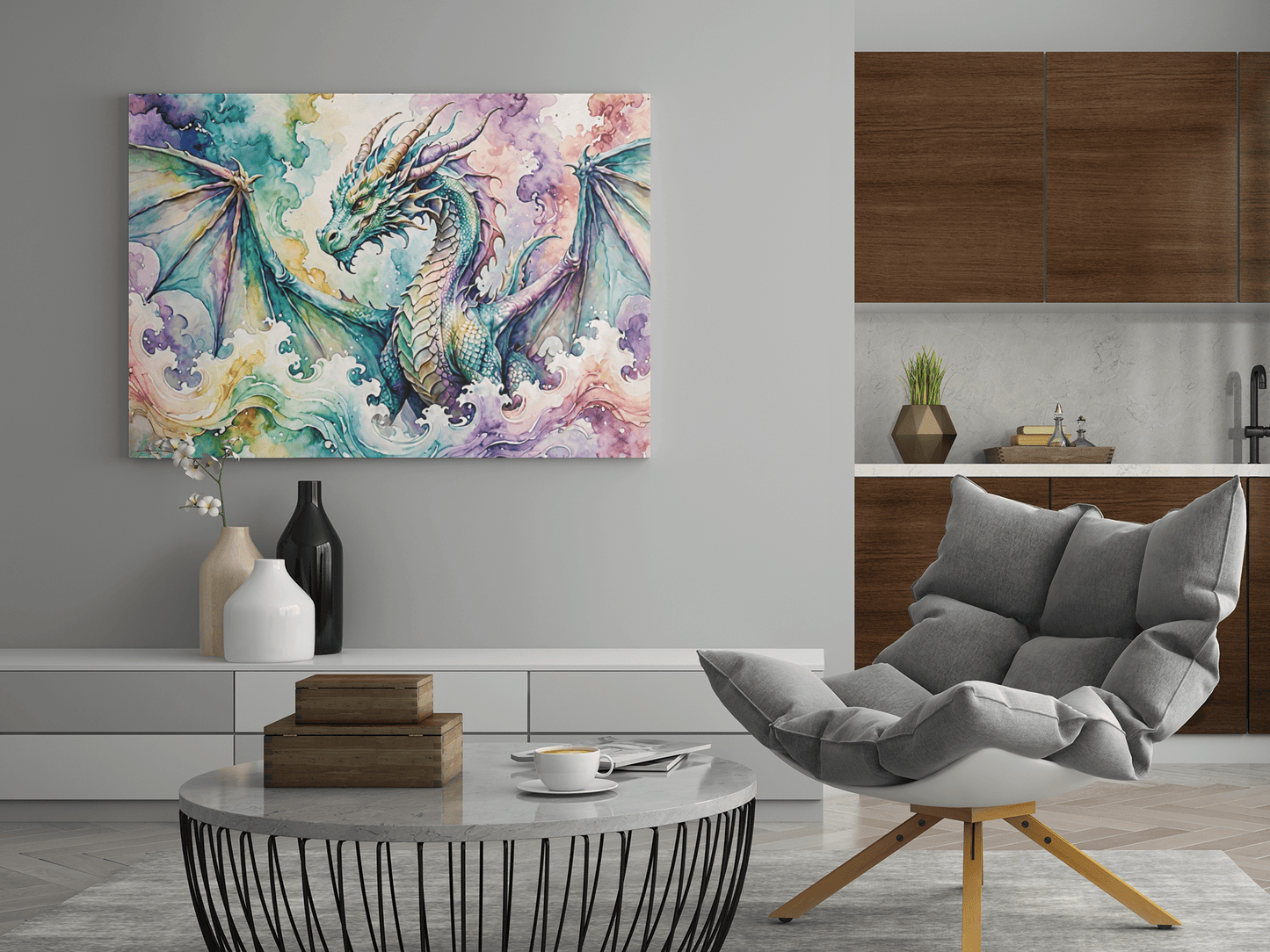 Watercolor Dragon IV - Timba Art