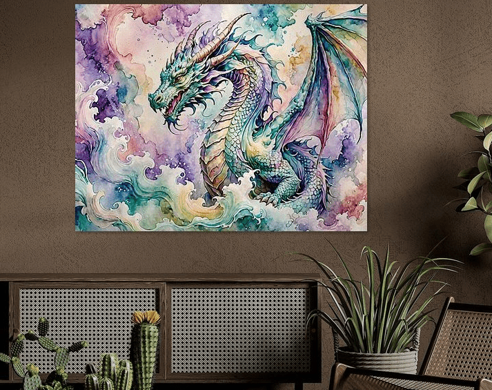 Watercolor Dragon I - Timba Art