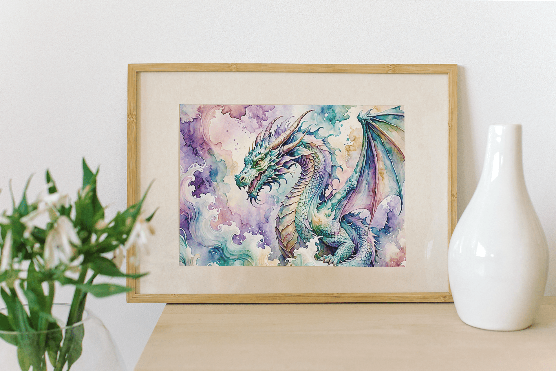 Watercolor Dragon I - Timba Art