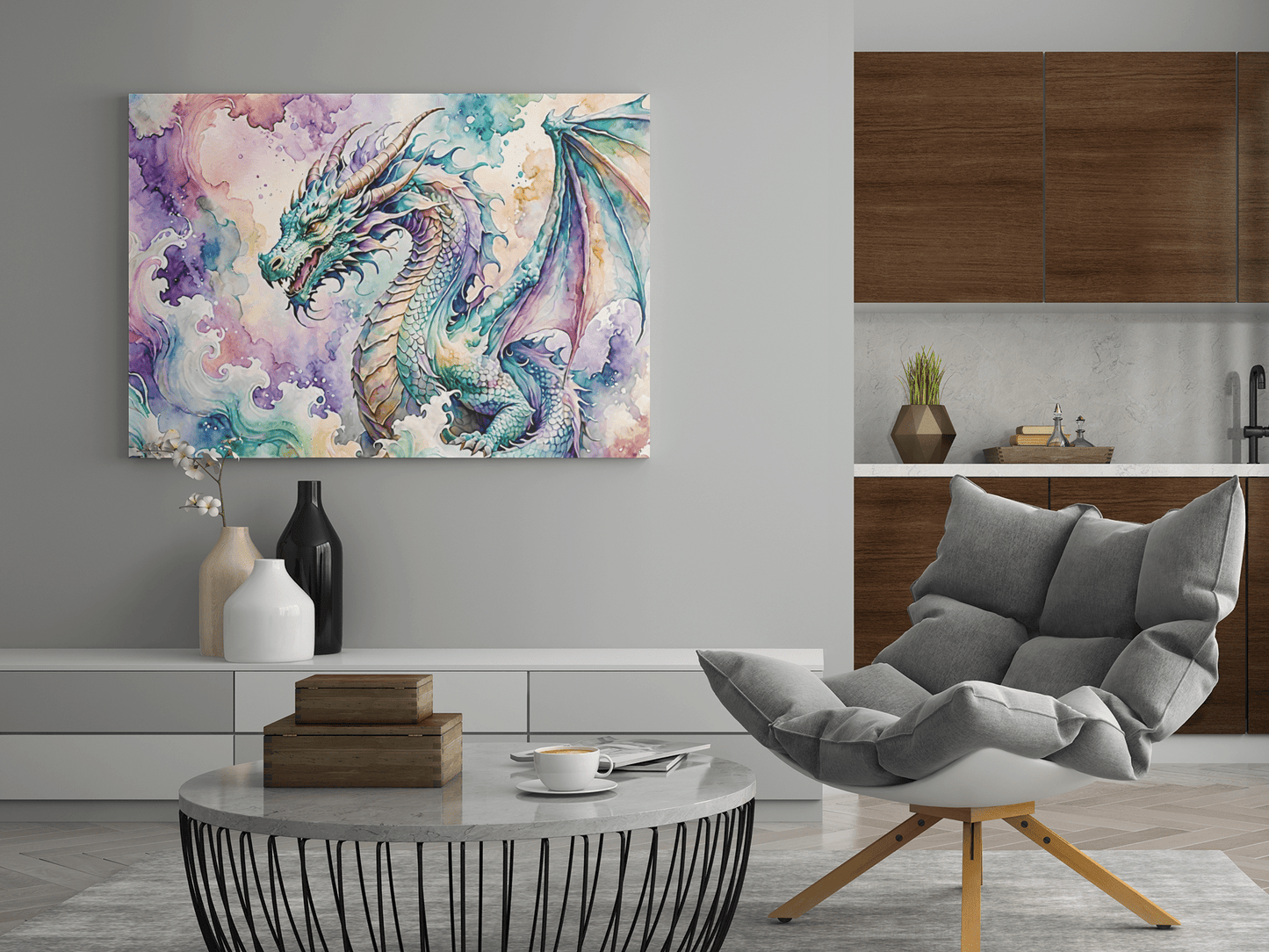 Watercolor Dragon I - Timba Art