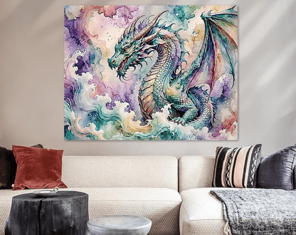 Watercolor Dragon I - Timba Art