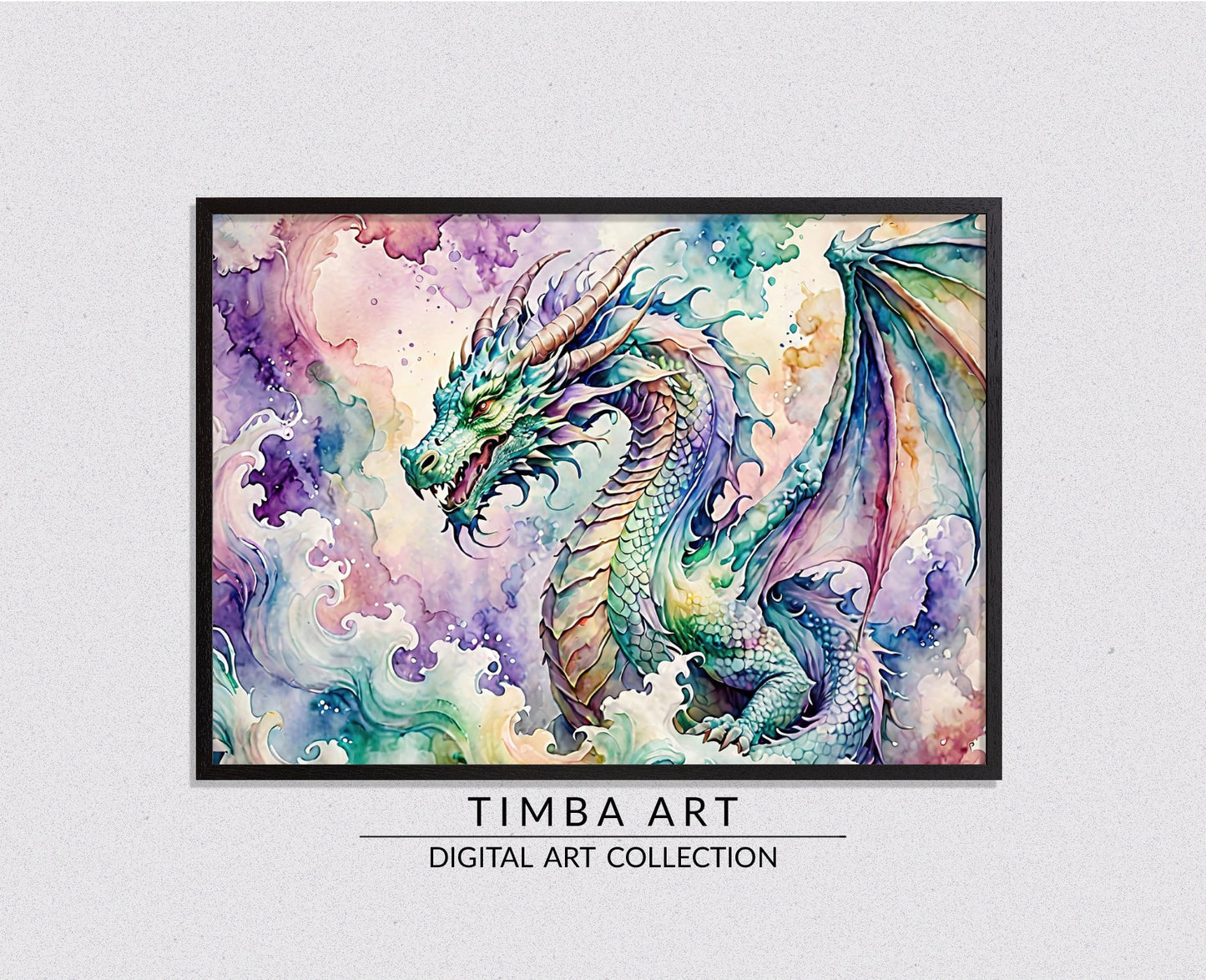 Watercolor Dragon I - Timba Art