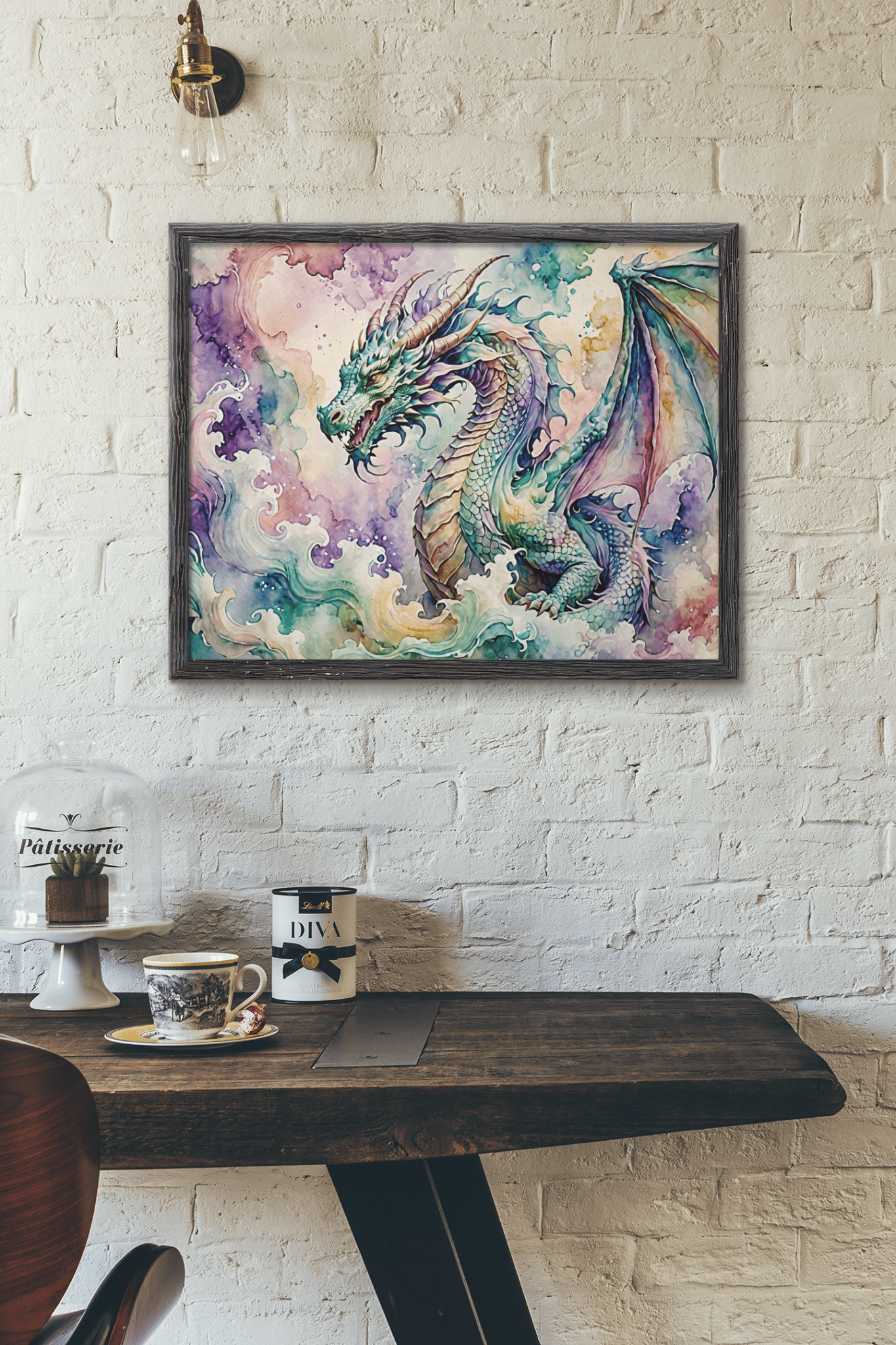 Watercolor Dragon I - Timba Art