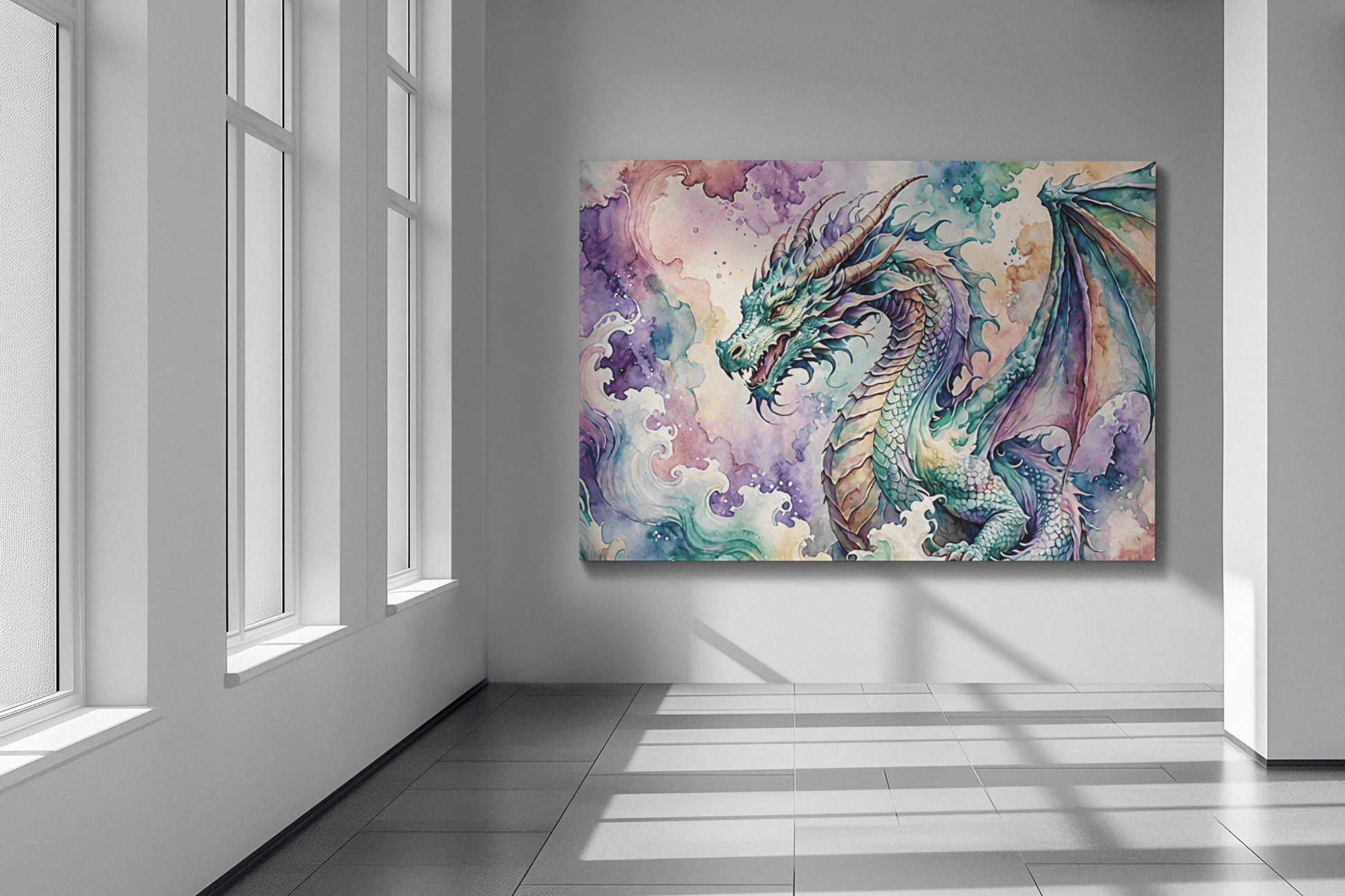 Watercolor Dragon I - Timba Art