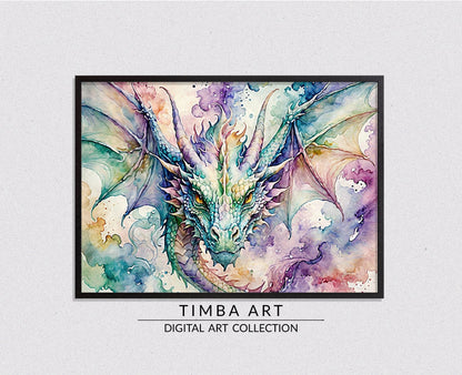 Watercolor Dragon II - Timba Art
