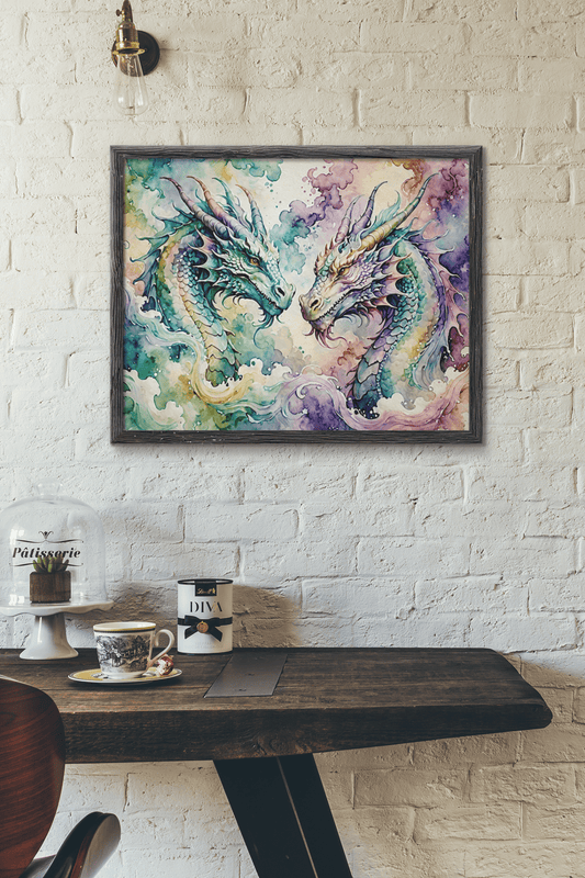 Watercolor Dragon III - Timba Art