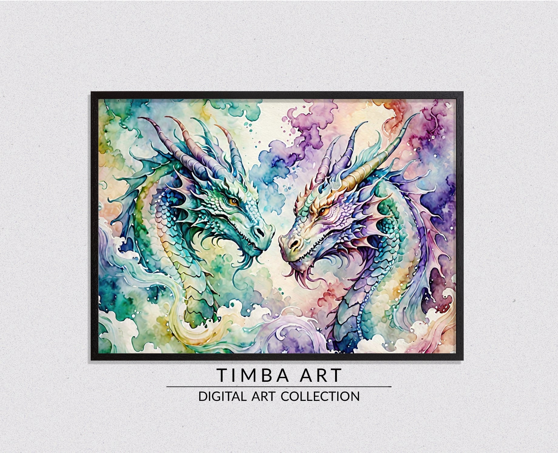 Watercolor Dragon III - Timba Art