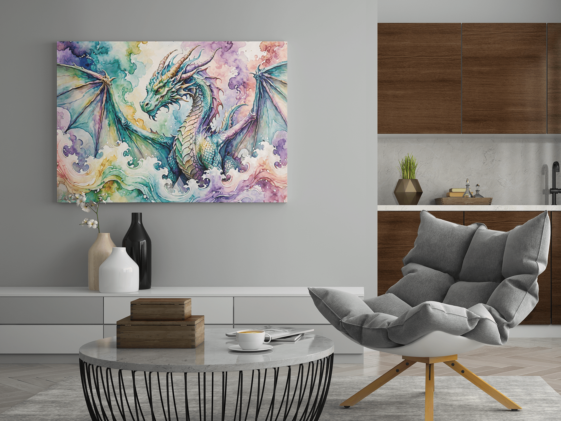 Watercolor Dragon IV - Timba Art